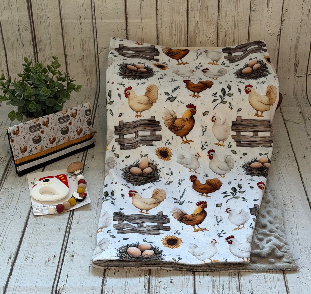 Ensemble cadeau Poulailler fleuri