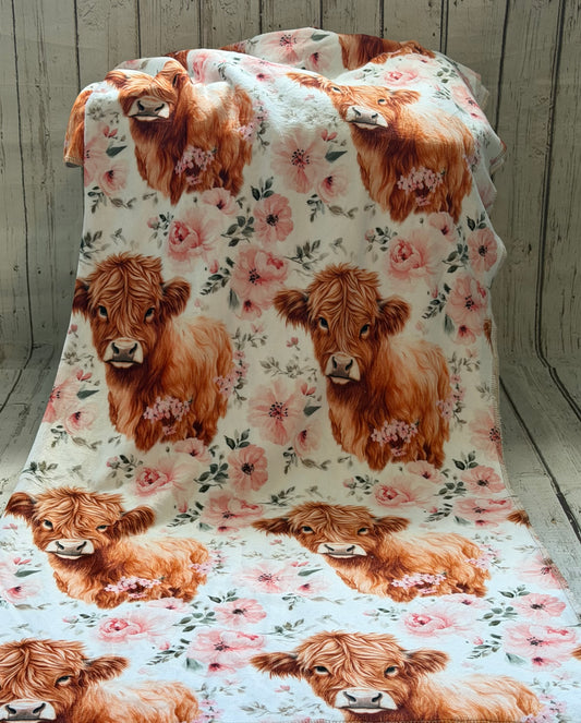 Couverture adultes en squish Highland fleurs aquarelle