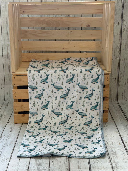 Couverture en squish Baleine fleuri