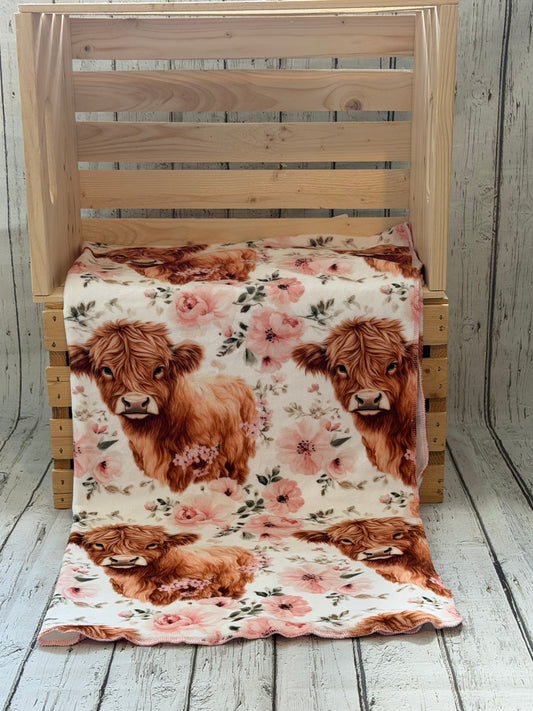 Couverture en squish Highland fleurs aquarelles